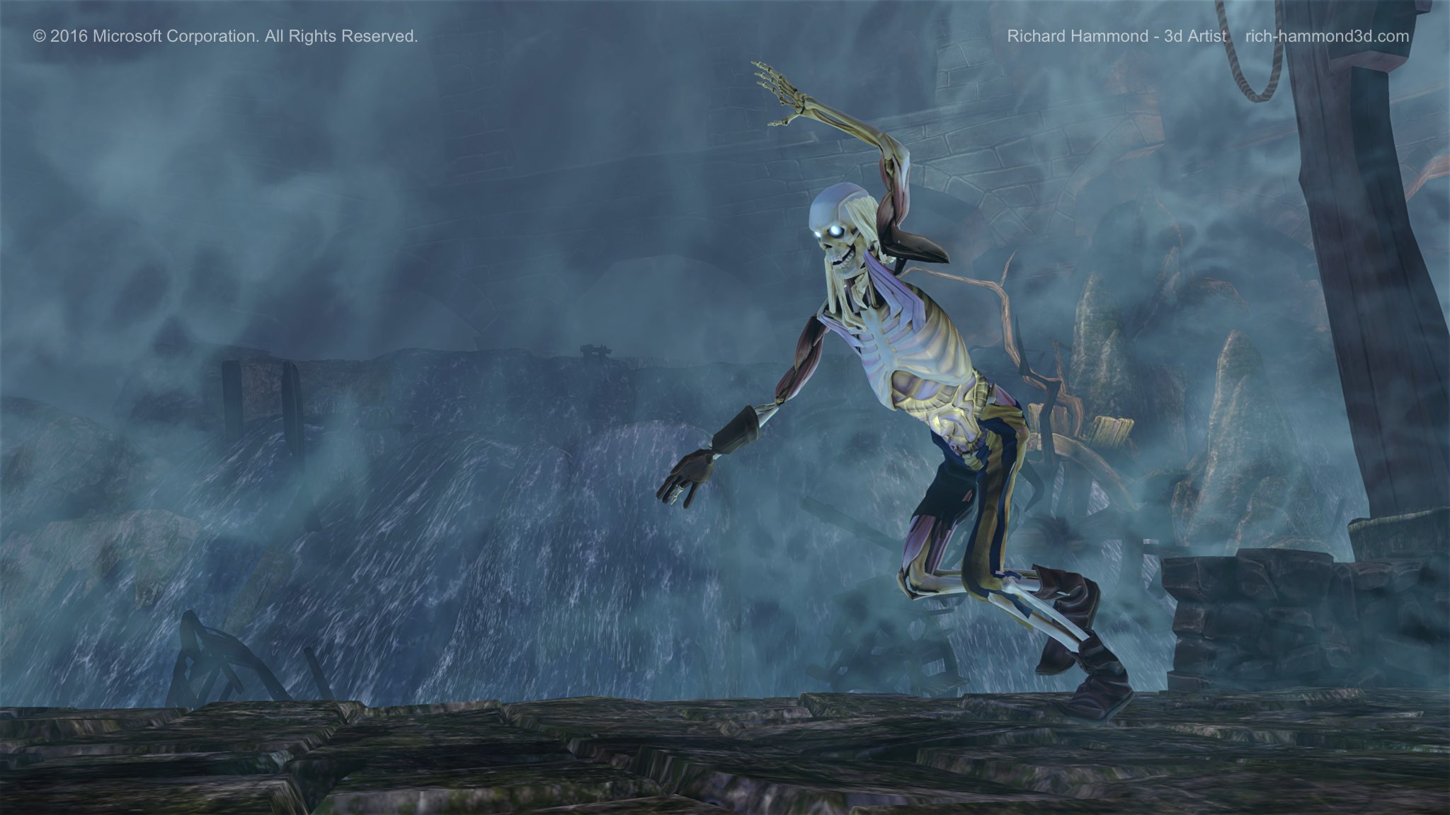A bezerker on the attack, with a pulsating (explosive) glow in his stomach.