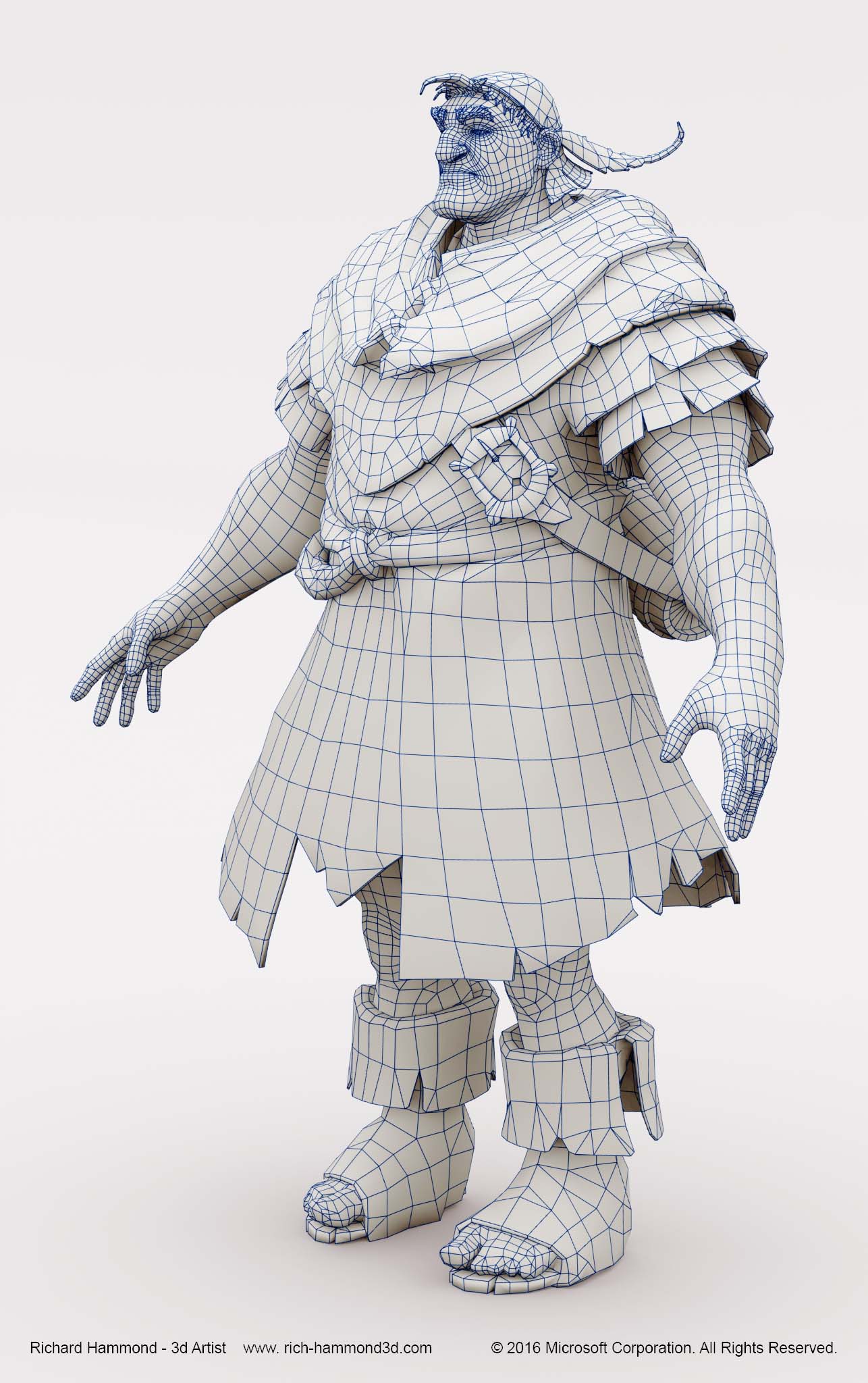 The realtime game model in wireframe.