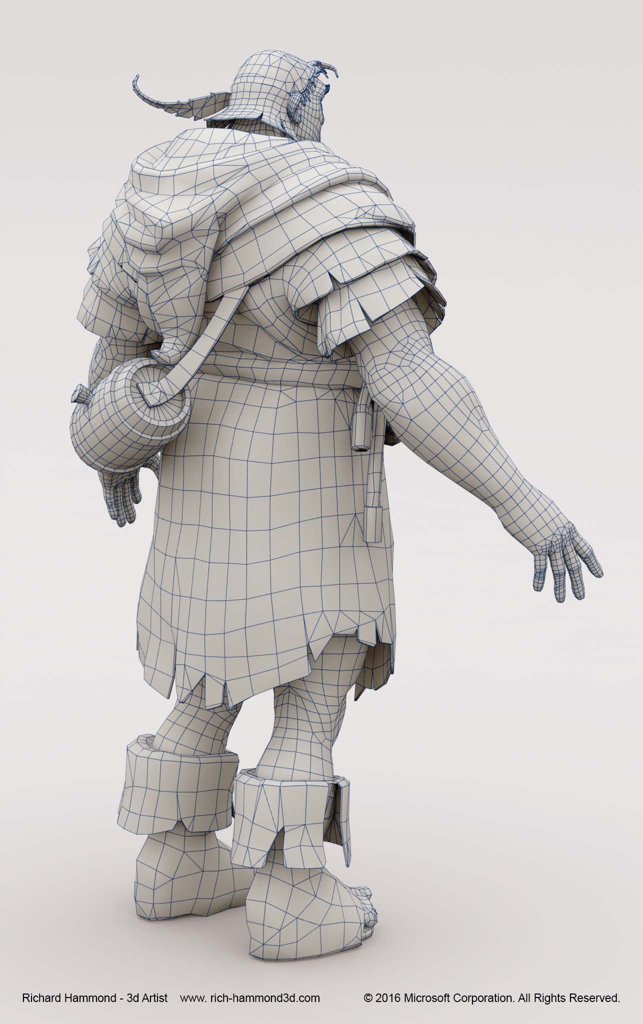The realtime game model in wireframe.
